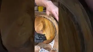 Natural edge pine bowl. Finish work #Satisfying #Woodworking.