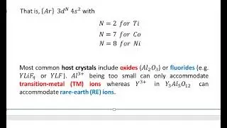Slide 142-A Introduction to Solid State Lasers, Rare Earth Elements, Transition Metal Elements