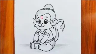 Cute Bal Hanuman Easy Drawing / Hanuman Pencil Sketch / God Hanuman Drawing / Drawing Pictures