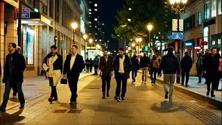 Cozy Evening Street Atmosphere | City Lights Vibe + Gentle Crowd Noise | 60 Min Background Ambience