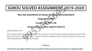MEC-108 Solved Assignment 2019-20