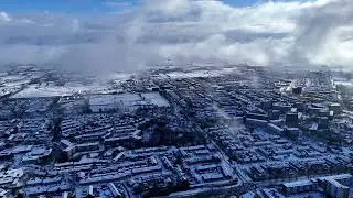 Droneshots Veenendaal Centrum in de sneeuw 04 01 2026