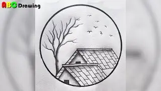 Easy Village Scenery Drawing with Pencil | Black and White Art | ABC Drawing