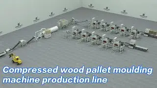 Compressed Molding Wood Pallet Press Making Machine in 3D Animation Display