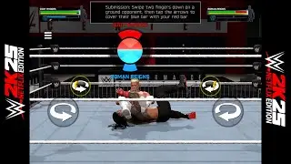 WWE 2K25 Netflix Edition - Tap the arrows to dodge their red bar, swipe finger down & do submission