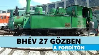 Little green steam engine on the turntable - BH&Eacute;V 27 Budapest, Hungary