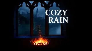 Rainy Night at Medieval Castle | Thunder & Fireplace Ambiance for Sleep and Study (No Music)