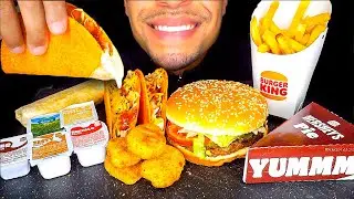 ASMR Burger King Tacos Impossible Burger Whopper Chicken Nuggets Eating Mukbang No Talking Jerry