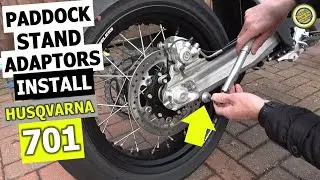 How to fit Husqvarna 701 paddock stand adaptors. KTM SMCR 690 paddock stand bobbin install!