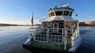 Gothenburg ferry 285 from the stone pier to Lindholmspiren  on a beautiful winter day 4k