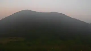 Our camp site in front of Sam Knob in the morning.