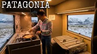 #23 - Acampe libre en Motorhome en Helada estepa Patag&oacute;nica junto al r&iacute;o congelado.