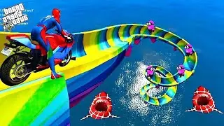 SPIDER-MAN against TUNG TUNG TUNG SAHUR on Motorcycle in RAINBOW SPIDERS BRIDGE | GTA MULTIVERSE