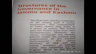 Structure of the Government in Jammu and Kashmir