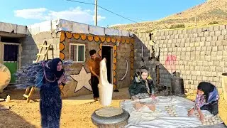 Stepmother collecting firewood and Fatima baking local bread with Haniyeh's help.