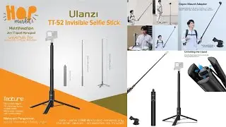 Ulanzi TT52 Selfie Stick Extend 1.5m Tripod Panoramic Invisible Grip Tongsis 360 with Adapter Gorpo