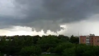 Thunderstorm with rotating funnel clouds in Ferrara (Italy)