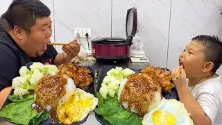 Monkey brother made &rdquo;teriyaki chicken drumstick rice&rdquo; for his son, the meat was tender and juicy!