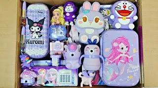 Magnificent purple stationery items - mermaid pencil case, jumbo pencil sharpener, desk lamp, eraser