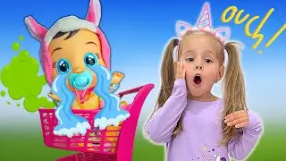 Babysitting my cry baby doll story for kids