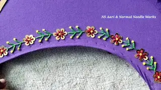 Blouse Design With Normal Needle Stitching | Hand Embroidery | Maggam Works 