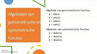 Afgeleide van goniometrische en cyclometrische functies