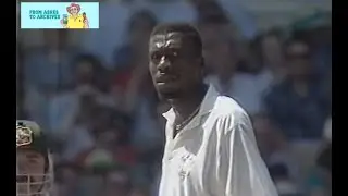 Curtley is not happy! What's your decision? Steve Waugh survives this LBW appeal 3rd Test 1992/93