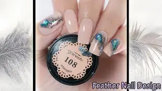 Feather design with soak off gel and foil / Дизайн Перо в технике 