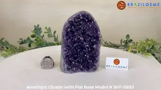 Model # 5611-0893 Amethyst Cluster with Flat Base by BrazilGems.com 🏷 FOR SALE🛍🛒Shop Now 