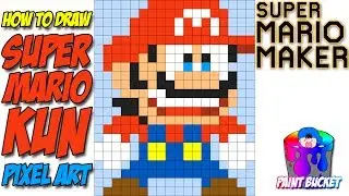 How to Draw Super Mario Kun - Super Mario Maker 8-Bit Pixel Art Speed Drawing