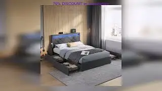 A must-have product! VASAGLE Double Bed, Bed Frame, Storage Bed, 140 x 190 cm, with LED, Metal Bed