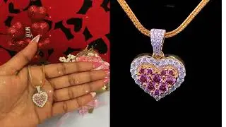 Diamondcelebritees New Men's/Women's 925 Silver White 3.00ct VVS D Pink Moissanite Heart 3D Pendant