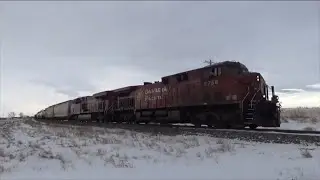 CP 9756 Leads CP 466 (Mixed North Near Crossfields AB, CP Red Deer Subdivision.