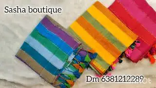 🎊Most trending 120 count mul cotton stripes sarees with beautiful tassels 🎊@Sashaboutique2024 