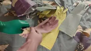 Long rubber gloves layering