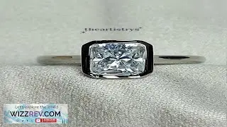 Solid 14K White Gold Moissanite Bezel Set Engagement Ring 2 CT Radiant