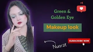 Green & Golden Eye Make Up Look || Spot Light Eye Look 💚🧡✨Nusrat Shampa ☺️