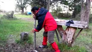 Cortando le&ntilde;a sin hacha.