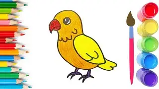 How To Draw cute Bird Drawing, Painting & Coloring For Kids and Toddlers_🌈🎨 🐋