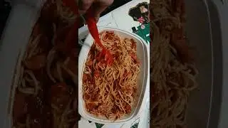 Spaghetti, pinoy style (sweet and spicy) and with hotdogs