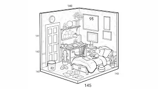 neat and warm small bedroom with a study table| Coloring Games