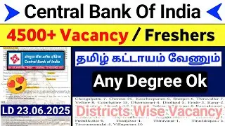 4500 Vacancy &diams;️ Central Bank of India Recruitment 2025 in tamil |  Educational Youtube Channel Tamil