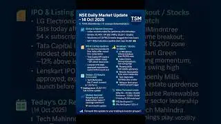 📊 NSE Daily Market Update &ndash; 14 Oct 2025 | Tech Mahindra Q2 Results, IPO Buzz, Nifty & FII Data