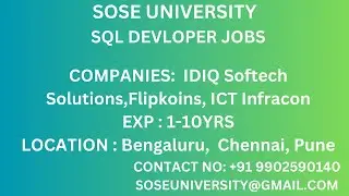 SQL DBA JOB OPENINGS FOR IDIQ Softech Solutions, Flipkoins, ICT Infracon