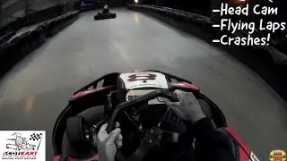 Head Cam Unedited Race Footage from ScotKart Dundee - Flying Laps and Crashes!