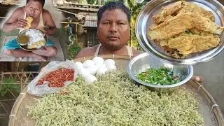 Bodo Traditional Dish Koma Bibarjwng Natur Gwran, Daolwi Omlet, Bodo Cooking
