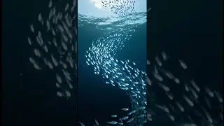 A Beautiful School of Fish Swimming Together in the Deep Blue Sea 🐟🌊