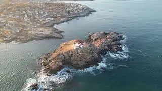 Cinematic Ariel Video of Nubble Light - 4K