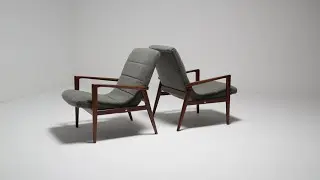 Restored and upholstered lounge armchairs from the 1960s.