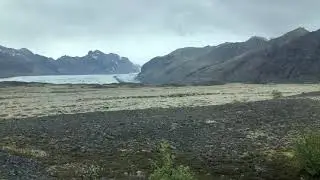 Driving through a glacial outwash plain in Southeastern Iceland